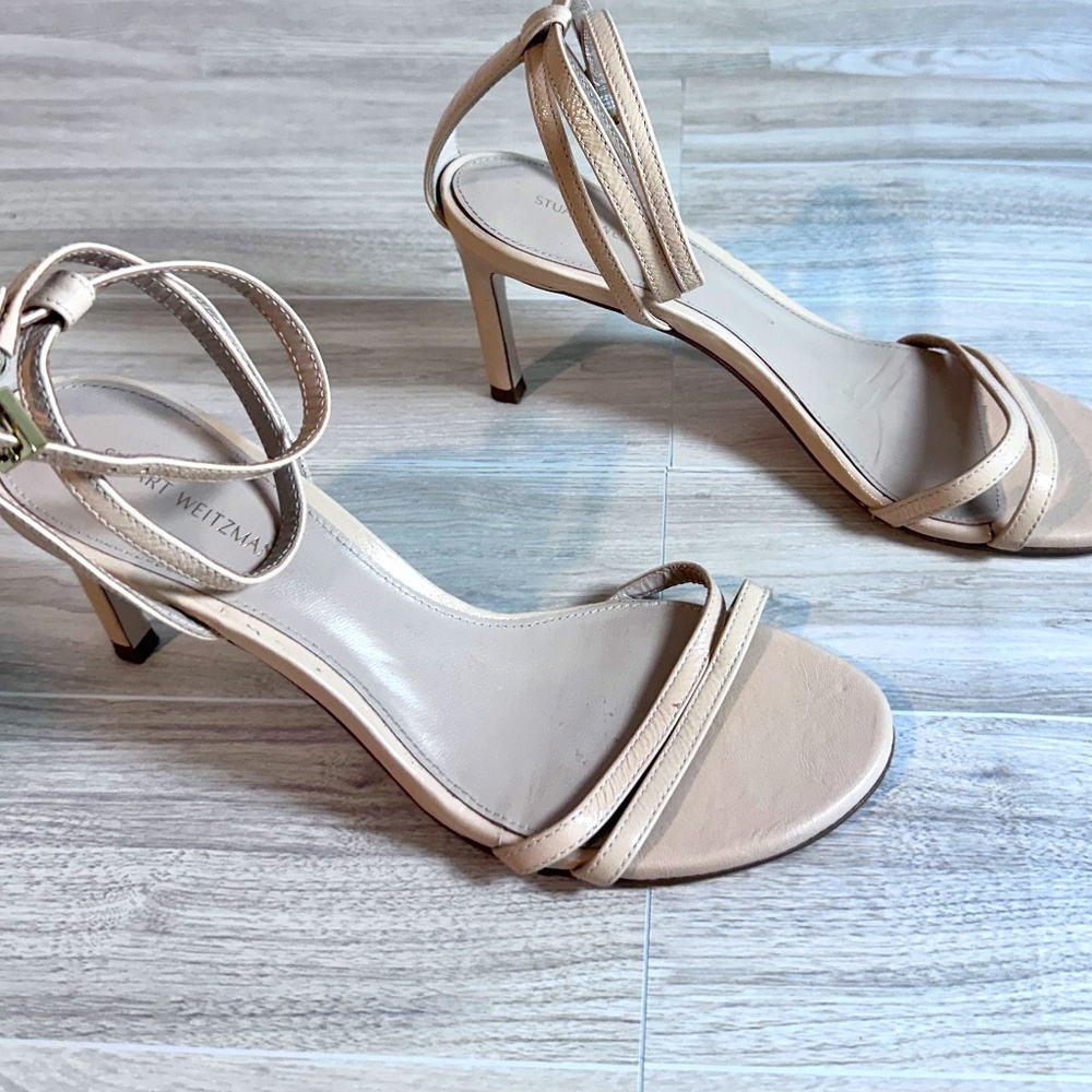 Stuart Weitzman nude leather sandals  double ankle strap 7.5